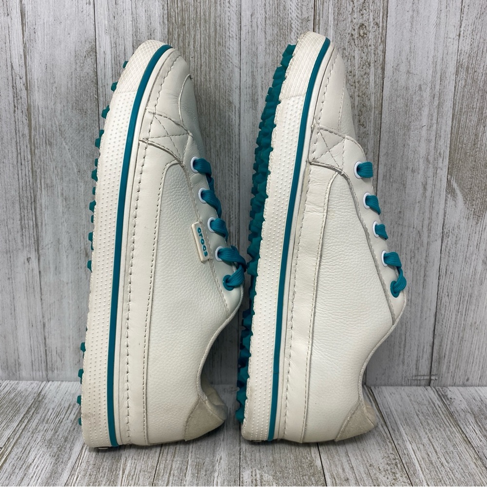 Crocs Golf Shoes Hank Haney Bradyn White Turquoise Blue Womens Size 7 - Picture 3 of 13